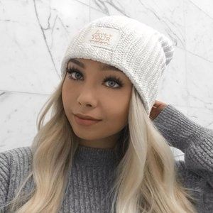Love Your Melon White Beanie with Gold Foil